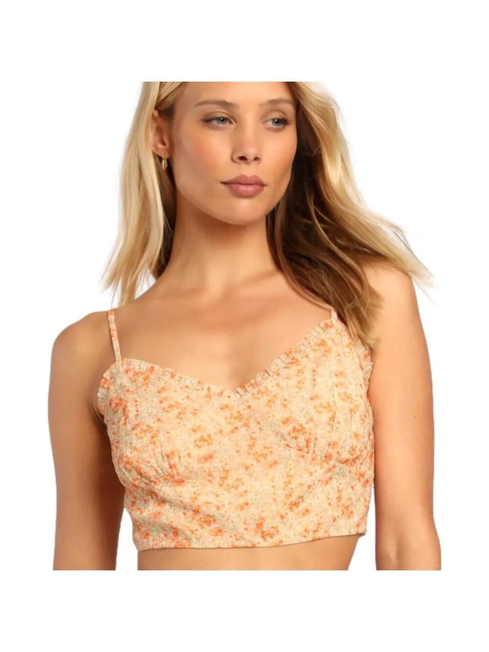 Lulus Floral Ruffle Crop Top Camisole NWT